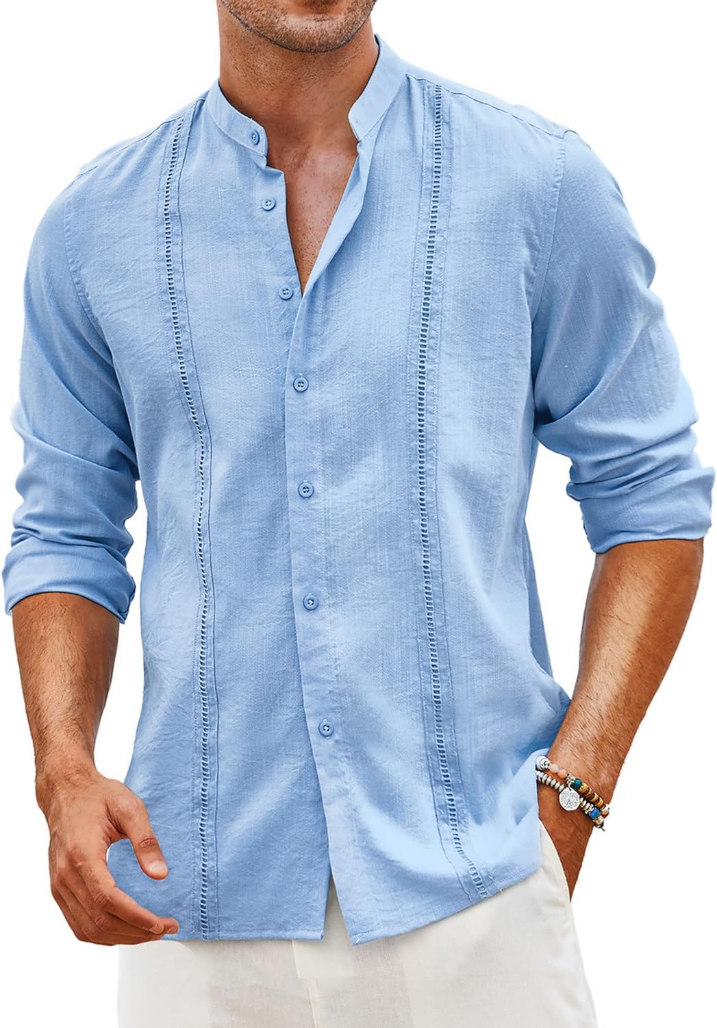COOFANDY Men's Cuban Guayabera Shirts for Summer Style