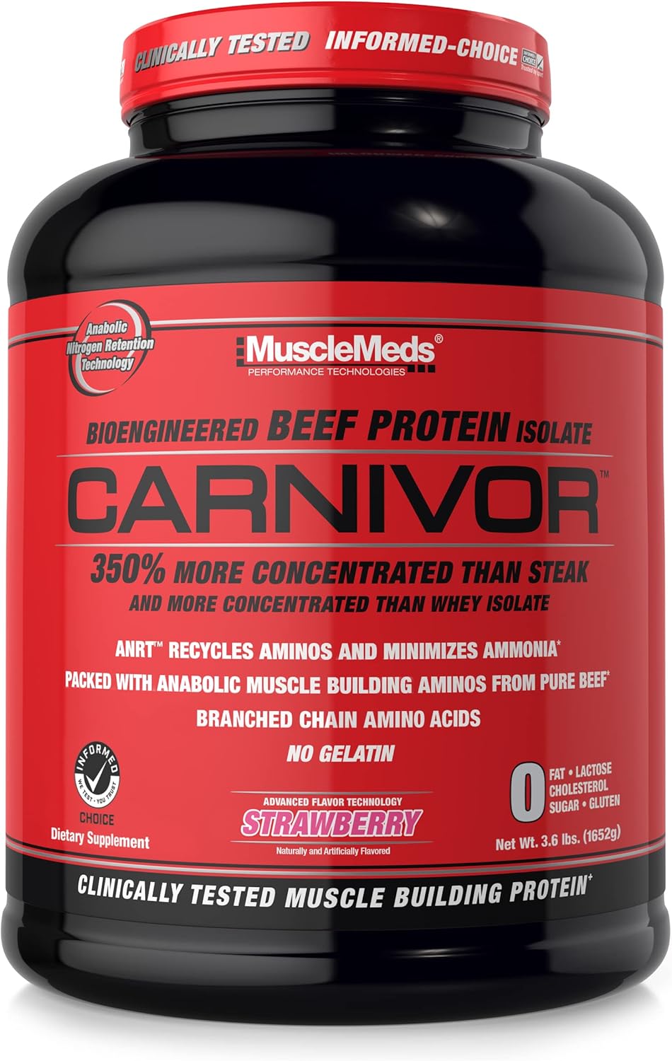MuscleMeds Carnivor Beef Protein Isolate - Strawberry Flavor