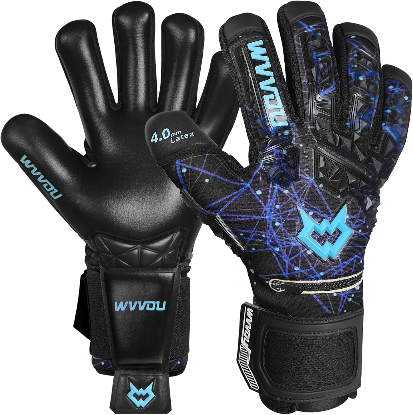 WVVOU Soccer Goalie Gloves with Detachable Finger Saves for All