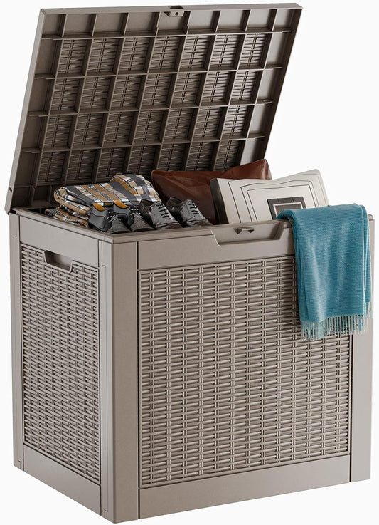 30 Gallon Resin Deck Box for Outdoor Storage and Organization