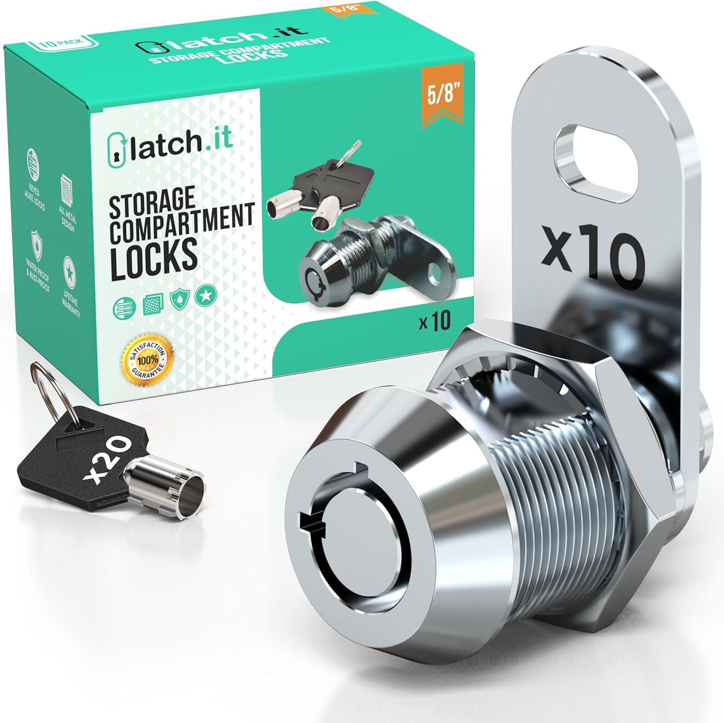 LATCH.IT 5/8 RV Storage Locks 10Pack for Secure Compartment Use