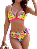 Color Block Bikini Set Triangle Top and Mid Rise Cheeky Bottom