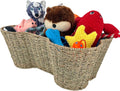 Dog Toy Basket Bone Shaped Dog Toy Bin - Handmade Seagrass Organizer