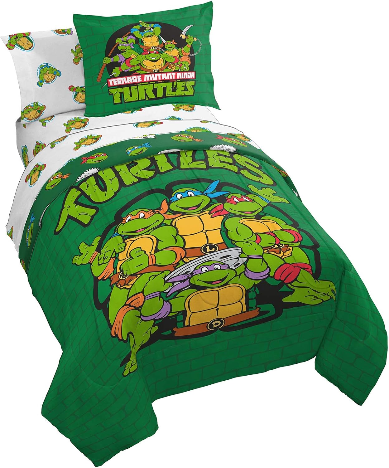 Teenage Mutant Ninja Turtles Green Bricks 7 Piece Bed Set