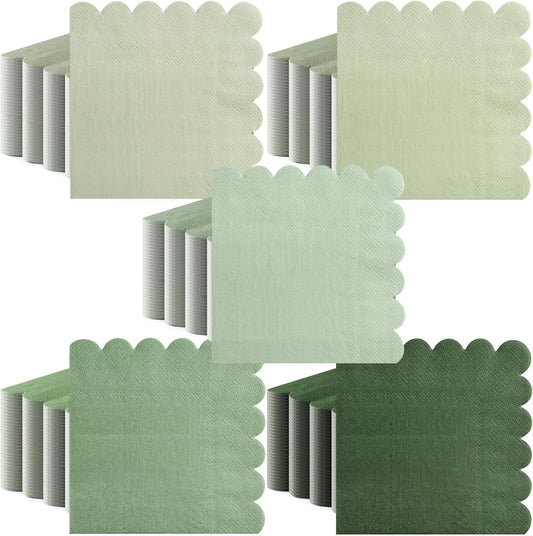 Vibrant Gradient Green Cocktail Napkins - 200 Pieces