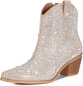 Rhinestone Cowgirl Boots Glitter Chunky Heel Ankle Boots - Sparkle