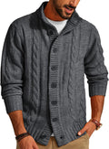 Men's Cardigan Sweater Stand Collar Cable Knit Button Down - Cozy PJ