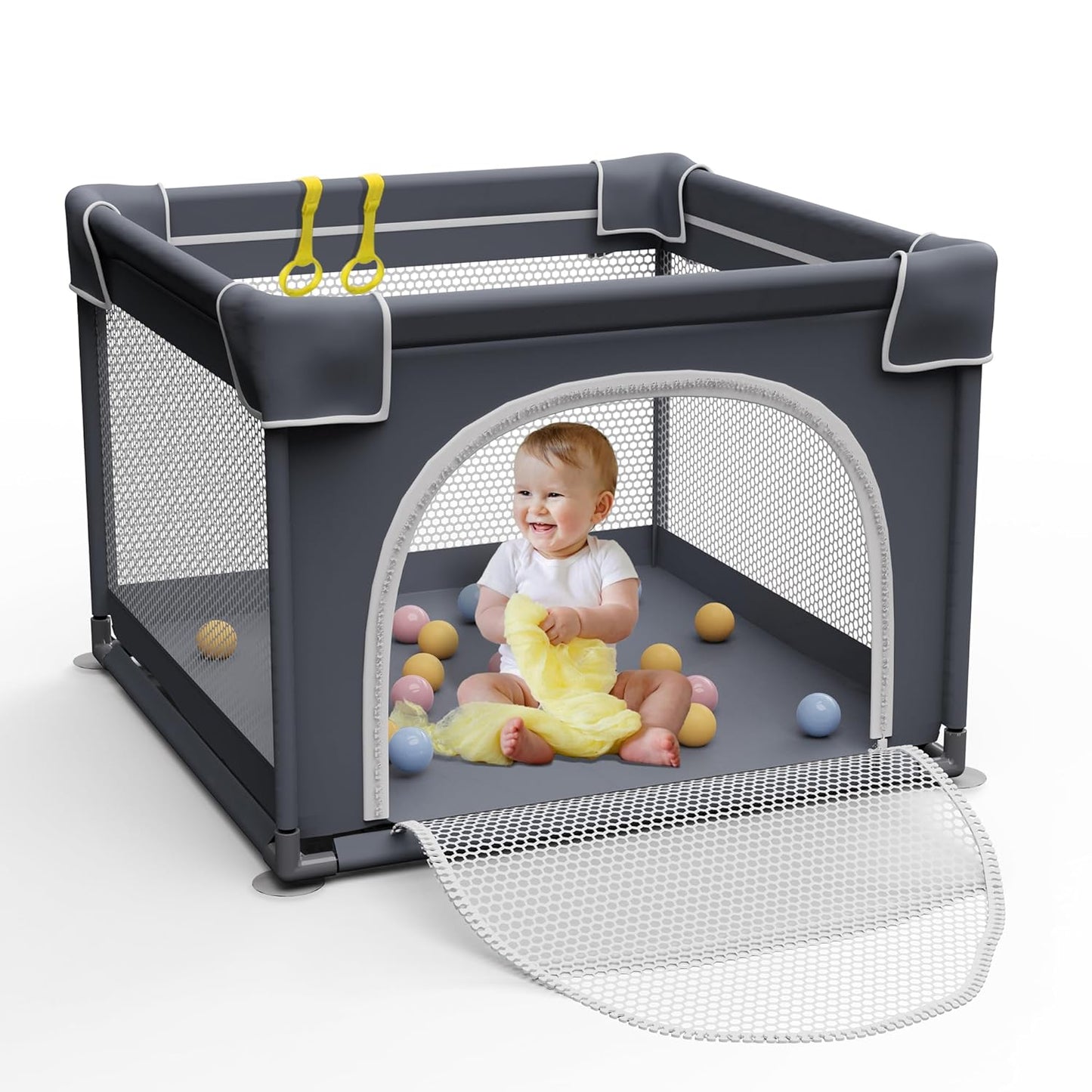 Indoor & Outdoor Playpen for Babies and Toddlers, 36x36 in Grey
