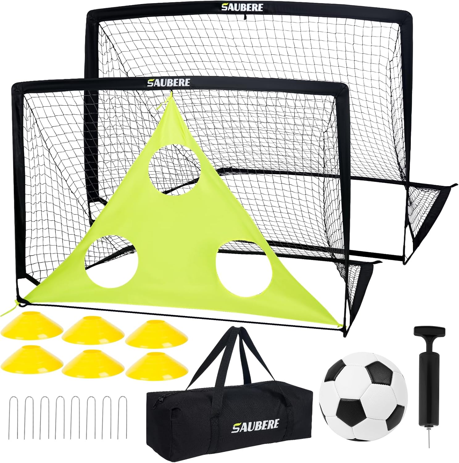 6x4 ft Kids Soccer Goals Set of 2 - Portable Backyard Net
