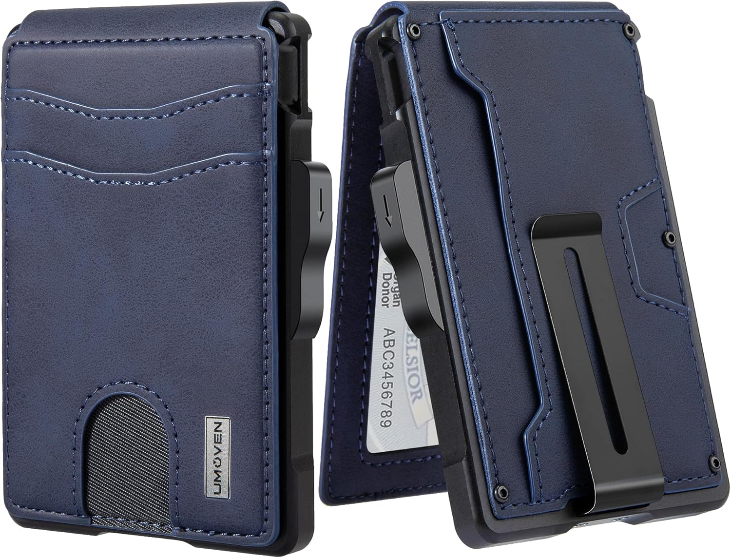 umoven Wallet for Men with Money Clip Slim Leather RFID Blocking