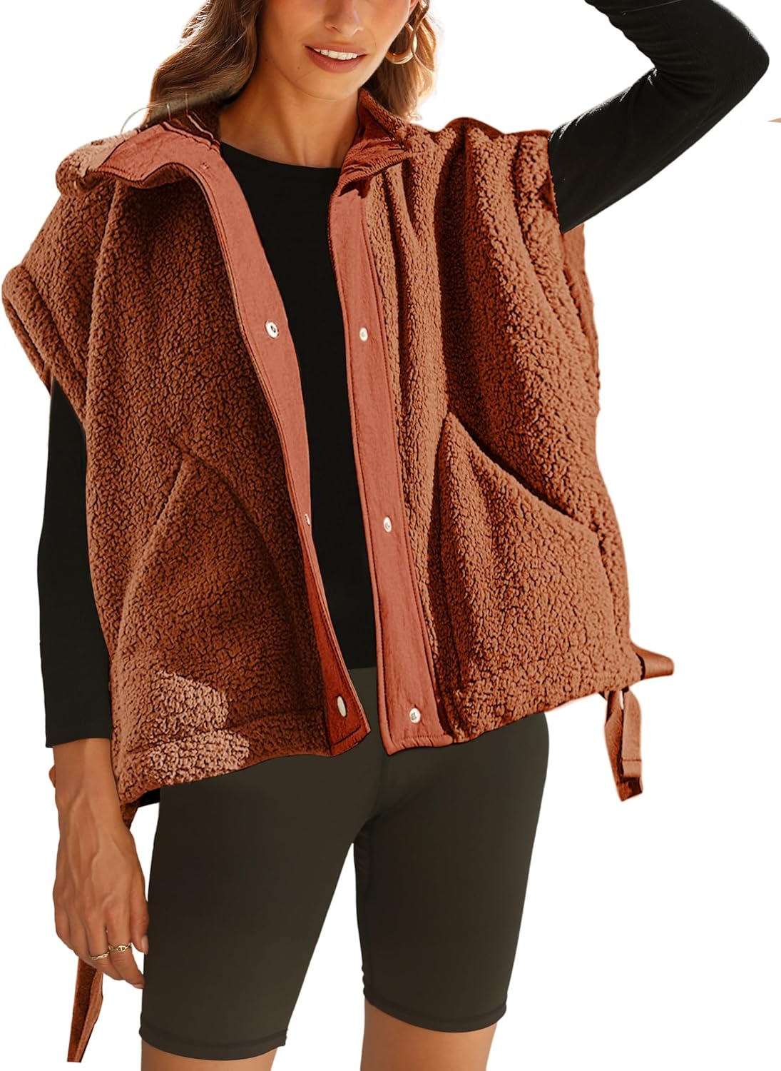 APAFES Women Oversized Fleece Vest for Winter Warmth and Style