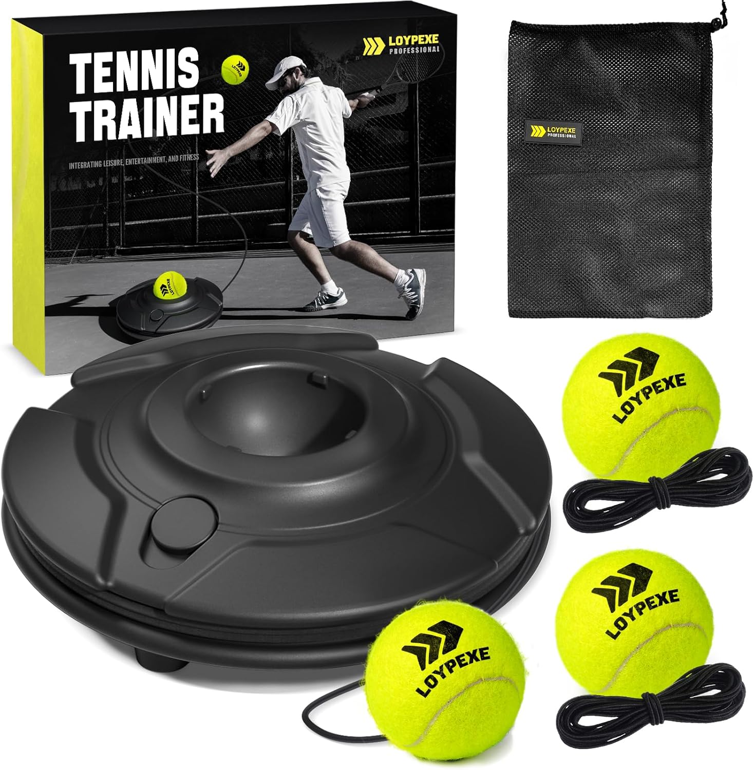 Tennis Trainer Set for Solo Practice with Replacement Balls