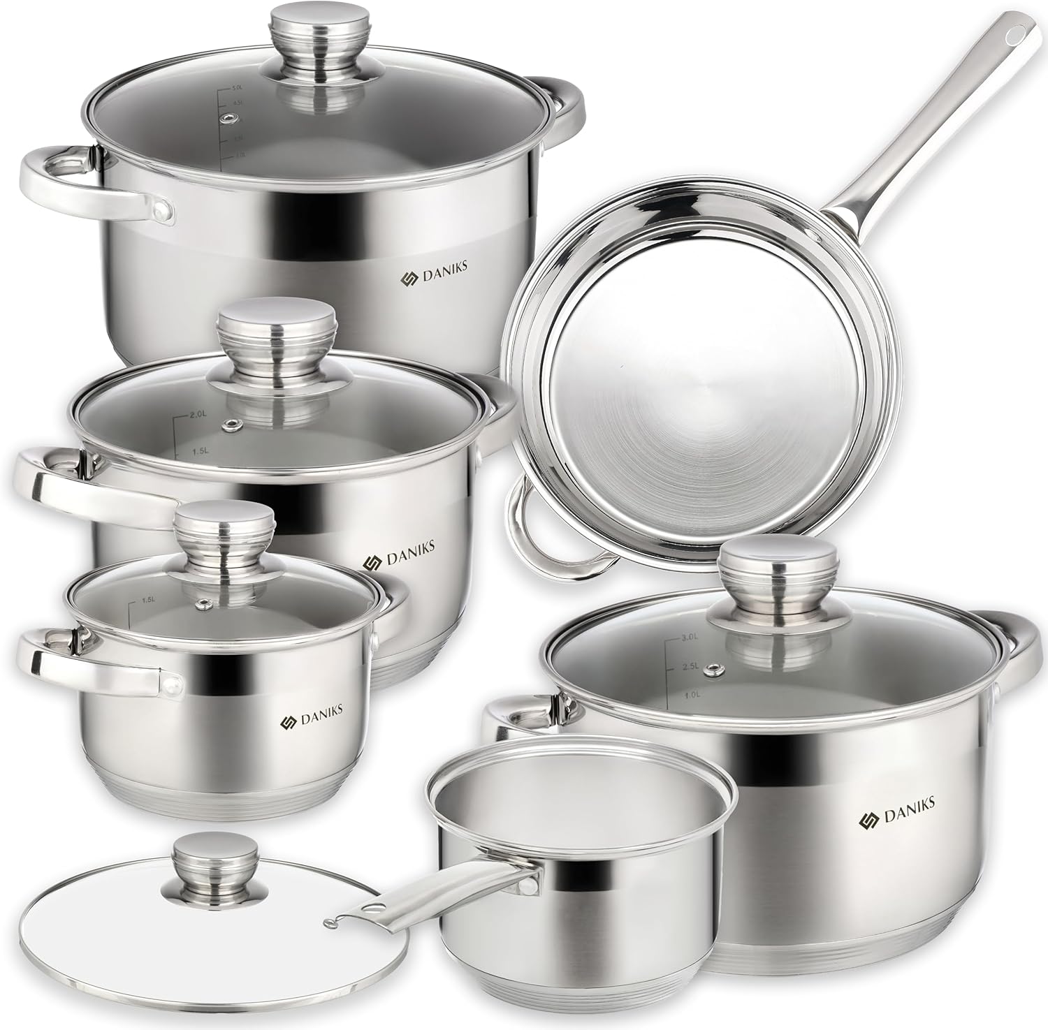 Daniks Standard 11-Piece Stainless Steel Induction Cookware Set