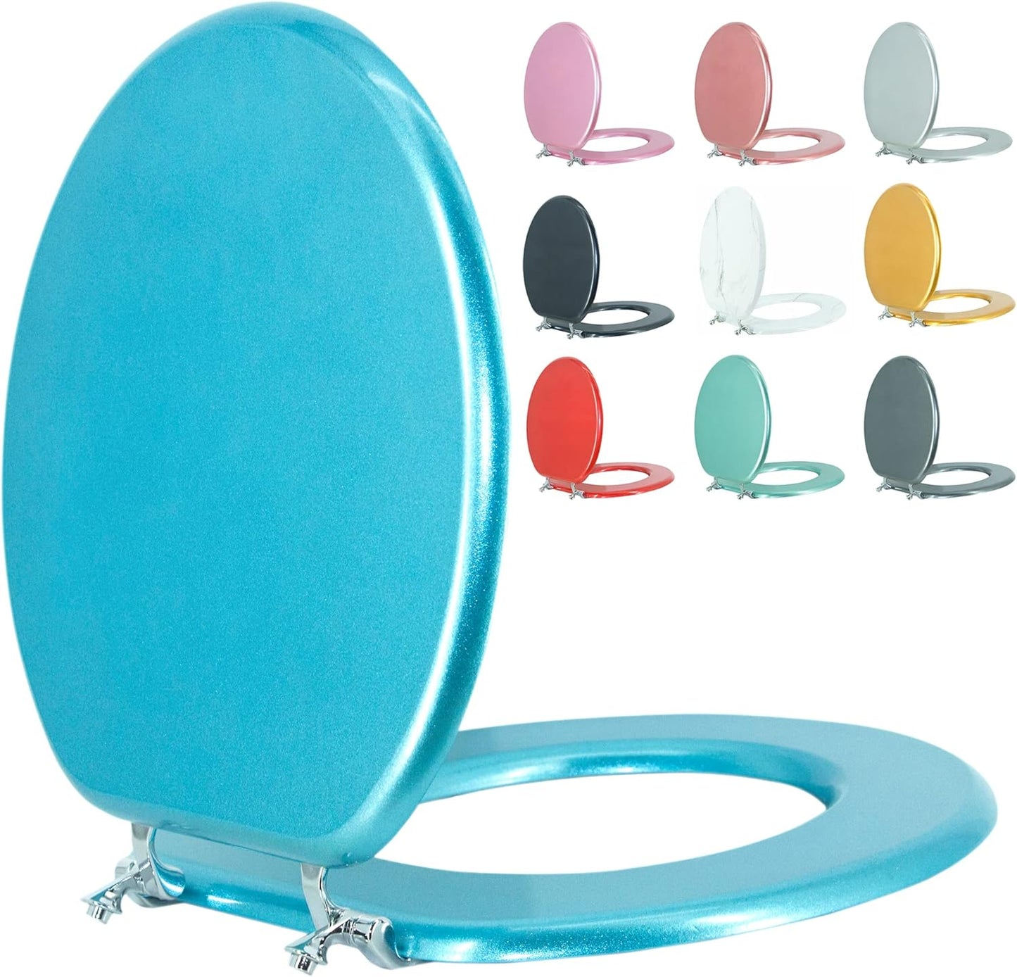 Round Toilet Seat Wood Toilet Seat with Zinc Alloy Hinges
