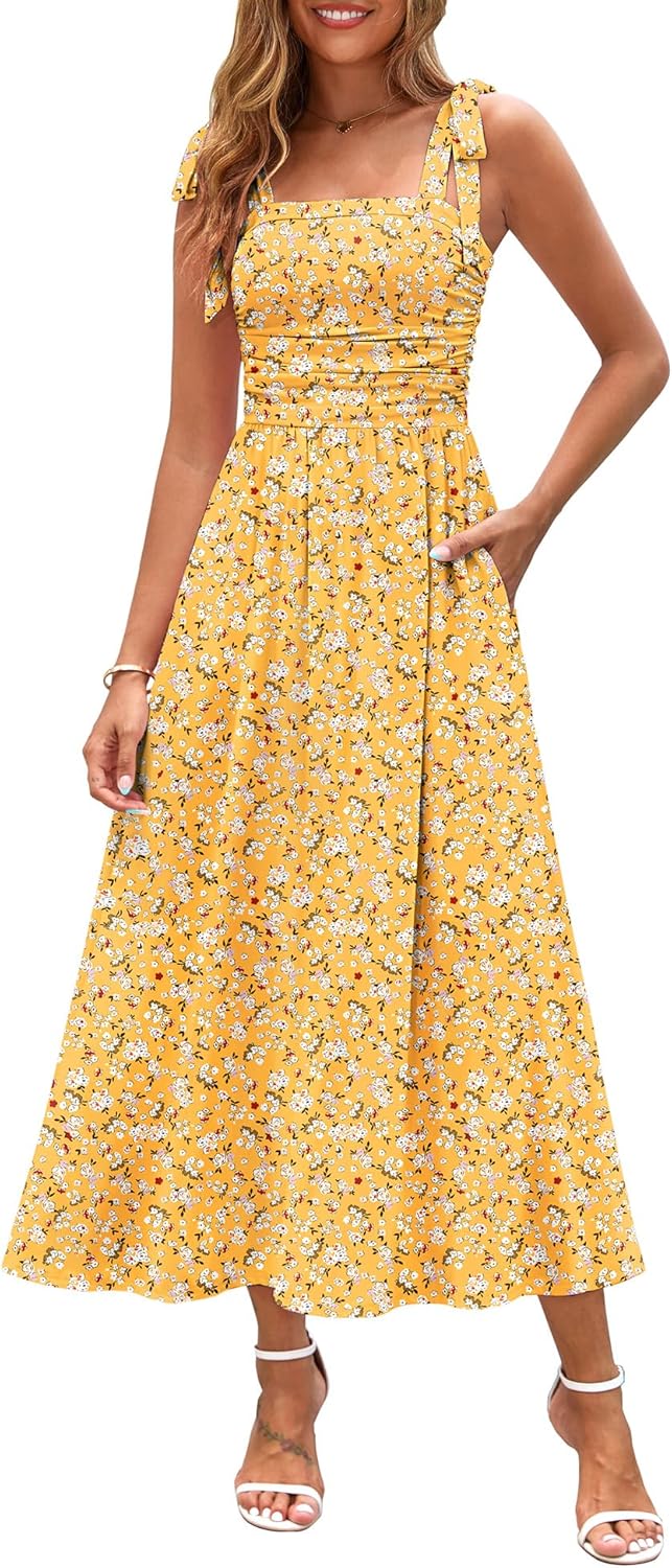 Floral Maxi Dress with Pockets for Summer Beach Vacations