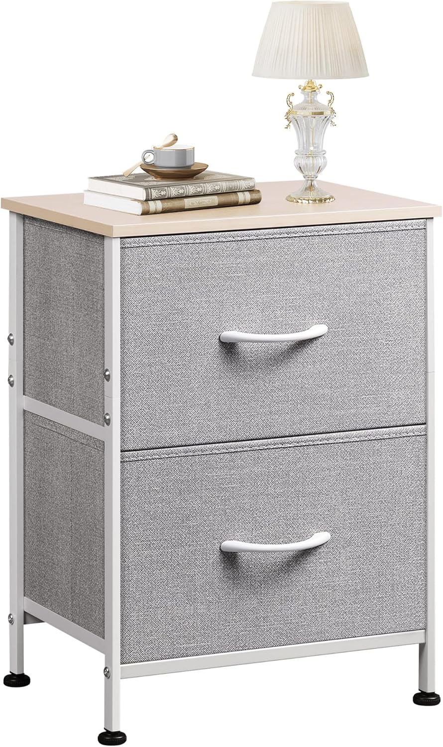 WLIVE Night Stand with 2 Fabric Drawers for Bedroom Use