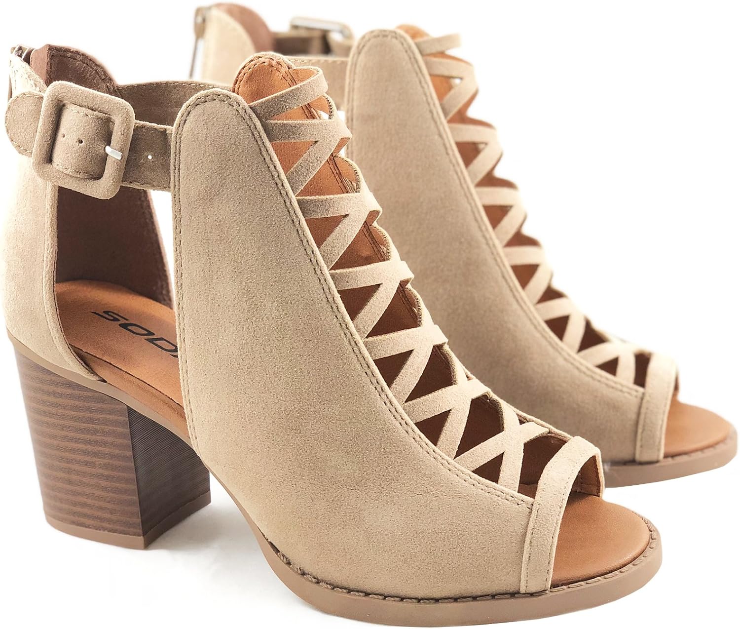 Soda Womens Fashion Aran Open Toe Heel Sandal for Stylish Comfort