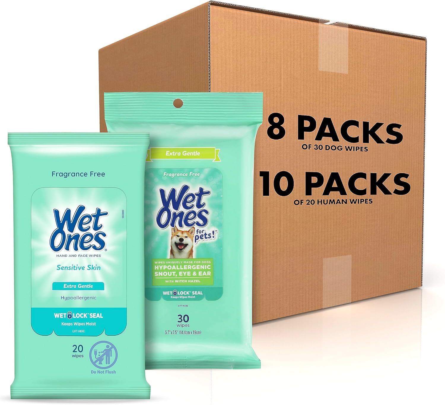 Wet Ones 18 Piece Bundle of Hypoallergenic Human and Pet Wipes