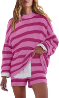 LAMISSCHE Womens Oversized Lounge Set 2 Piece Striped Sweater Set Sets