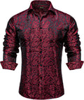DiBanGu Mens Silk Paisley Dress Shirts for Elegant Style