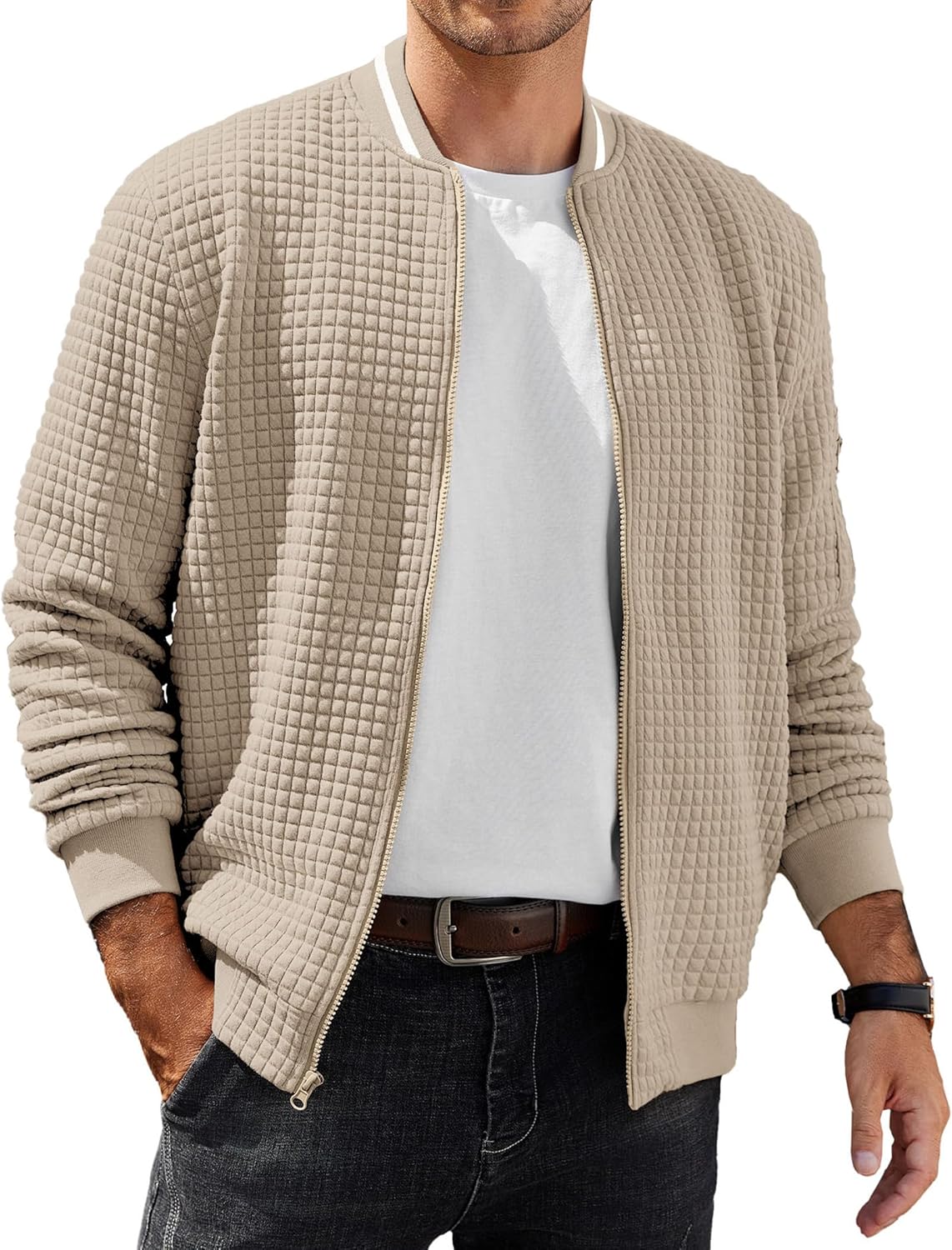 COOFANDY Mens Zip Up Sweater Jacket for Casual Style