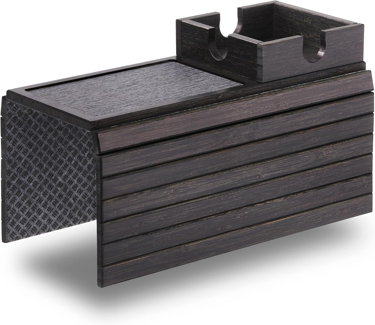 Detor Couch Cup Holder Tray with Super Anti-Slip Pad for Comfort