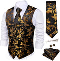 Mens Paisley Jacquard Vest Set with Tie and Accessories - Wedding