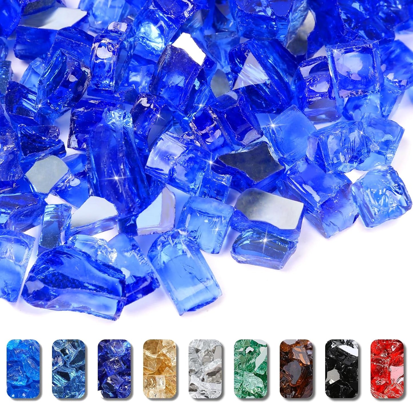 GRISUN Fire Glass for Propane Fire Pit - Cobalt Blue 20 lbs