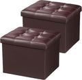 Storage Ottoman Folding Foot Rest Stool - Compact 17in Storage Bench