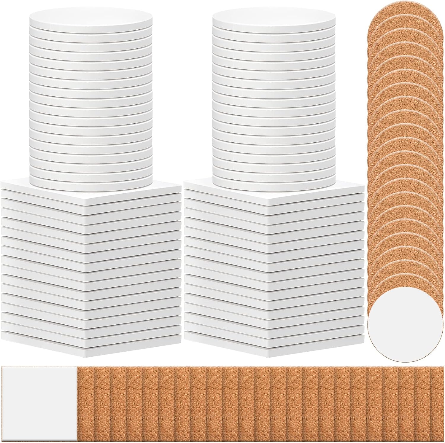 Zopeal 96 Pcs Ceramic Tiles for Crafts Coasters with Cork Pads