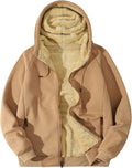 Mens Zip Up Sherpa Hoodie - Heavyweight Fleece Lined Winter Jacket