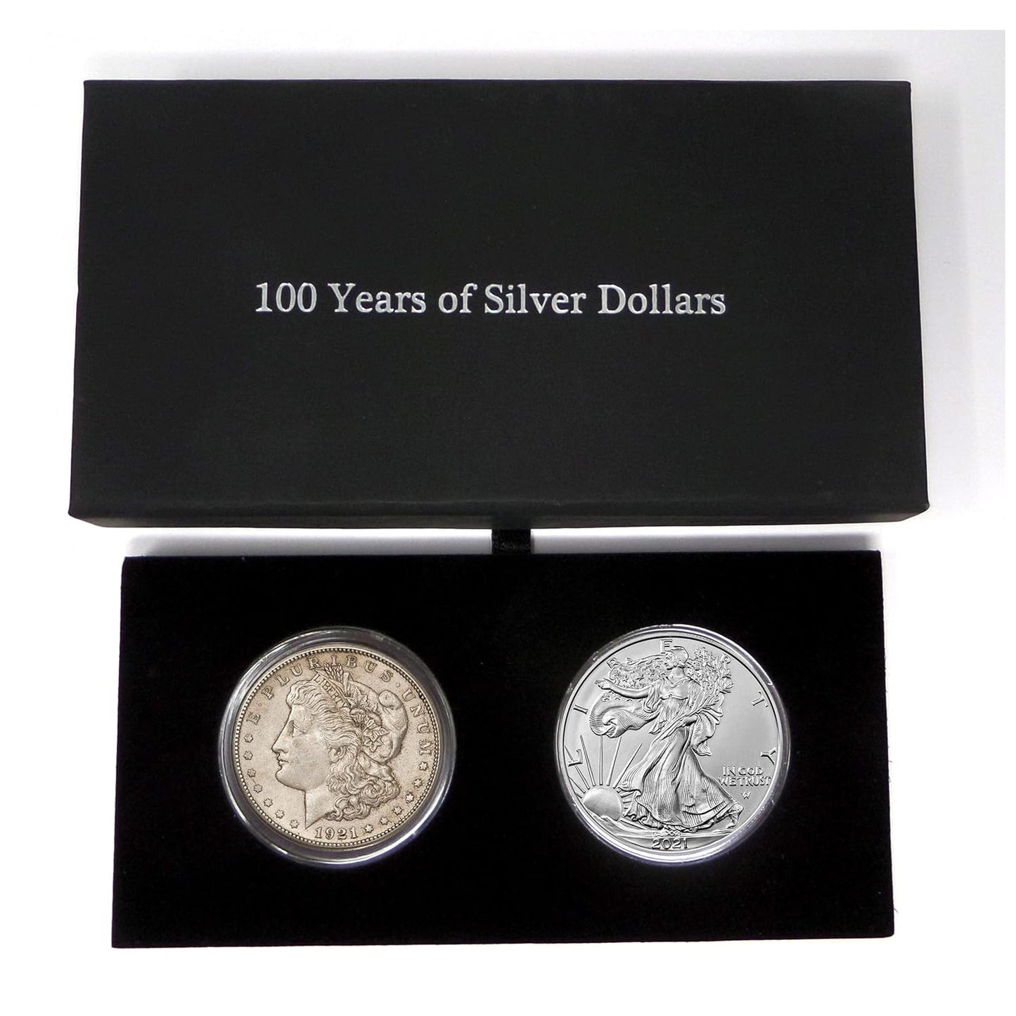 1921 Morgan and 2021 Silver Eagle 100 Year Dollar Coin Set