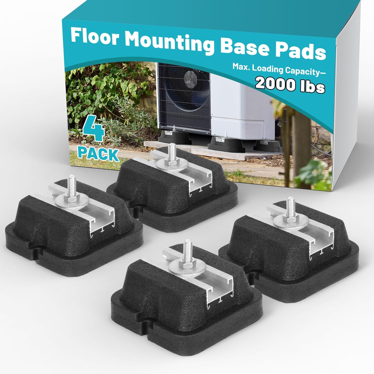 Heavy Duty Anti Vibration Pads: Max. 2000 lbs, 4 Pack