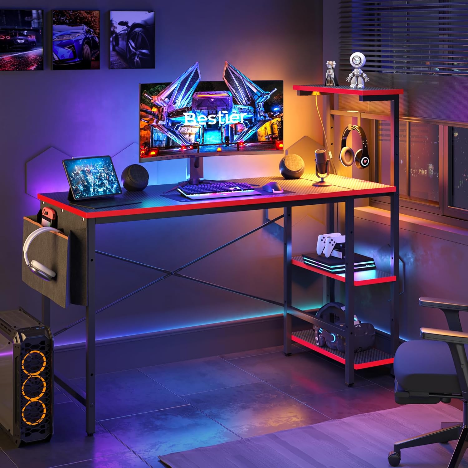 Ultimate Gamer's Desk with LED Lights