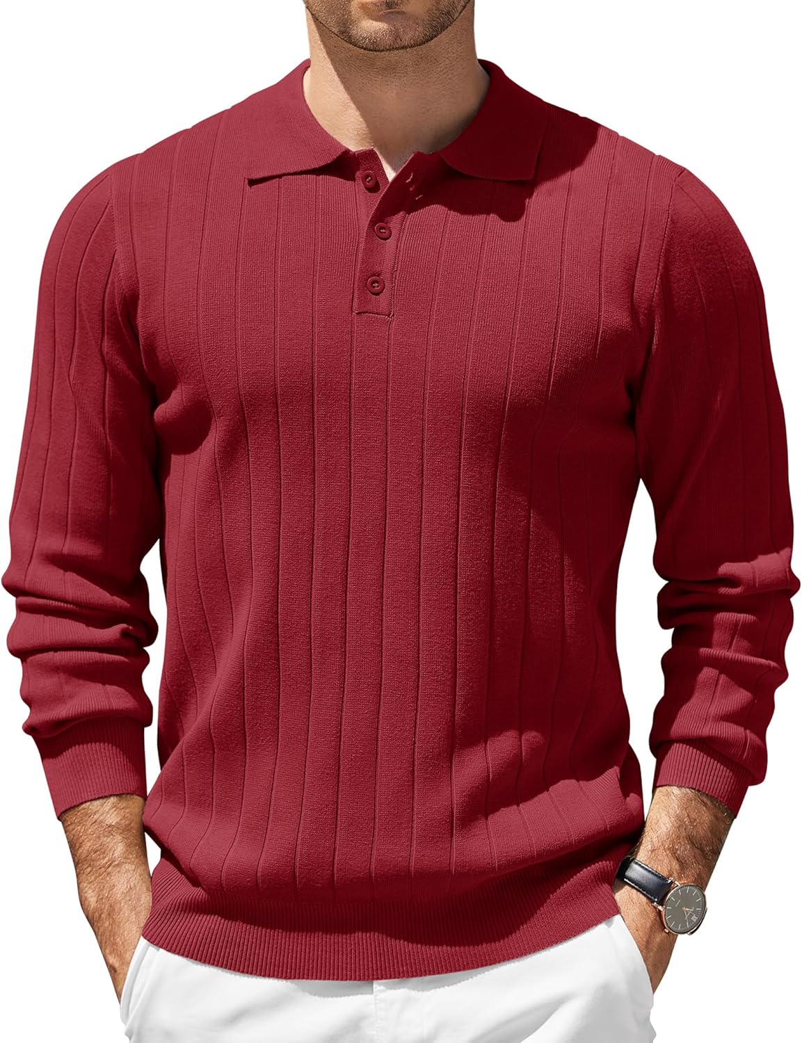 COOFANDY Mens Knit Polo Sweater for Stylish Casual Wear