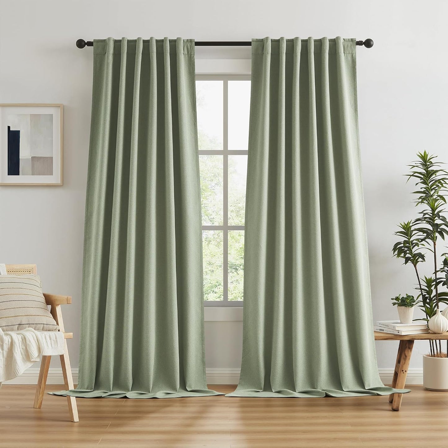 Extra Long Blackout Linen Curtains for High Ceilings 120 in