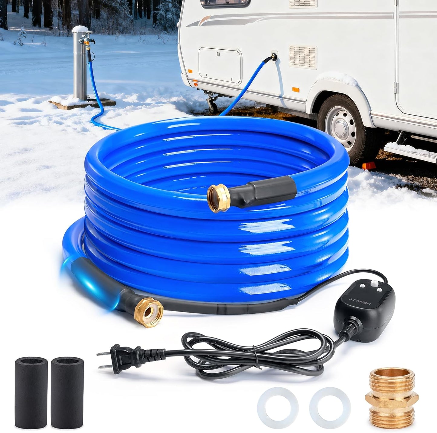 HIRALIY 15FT Heated Water Hose for RV with Smart Control