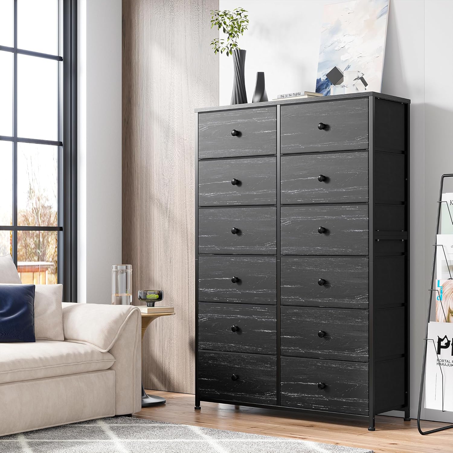 EnHomee Tall Dressers for Bedroom with 12 Large Drawers
