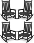 Oversized Outdoor Rocking Chair Set of 4 - Comfortable HDPE Porch