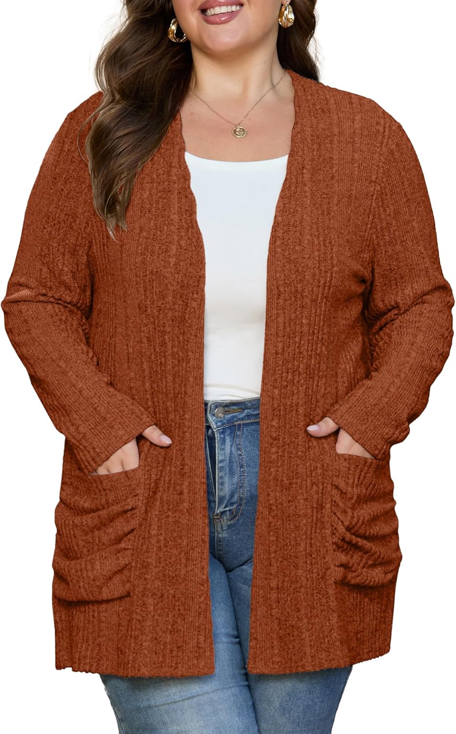 Flattering Plus Size Cardigan for Women with Pockets and Style