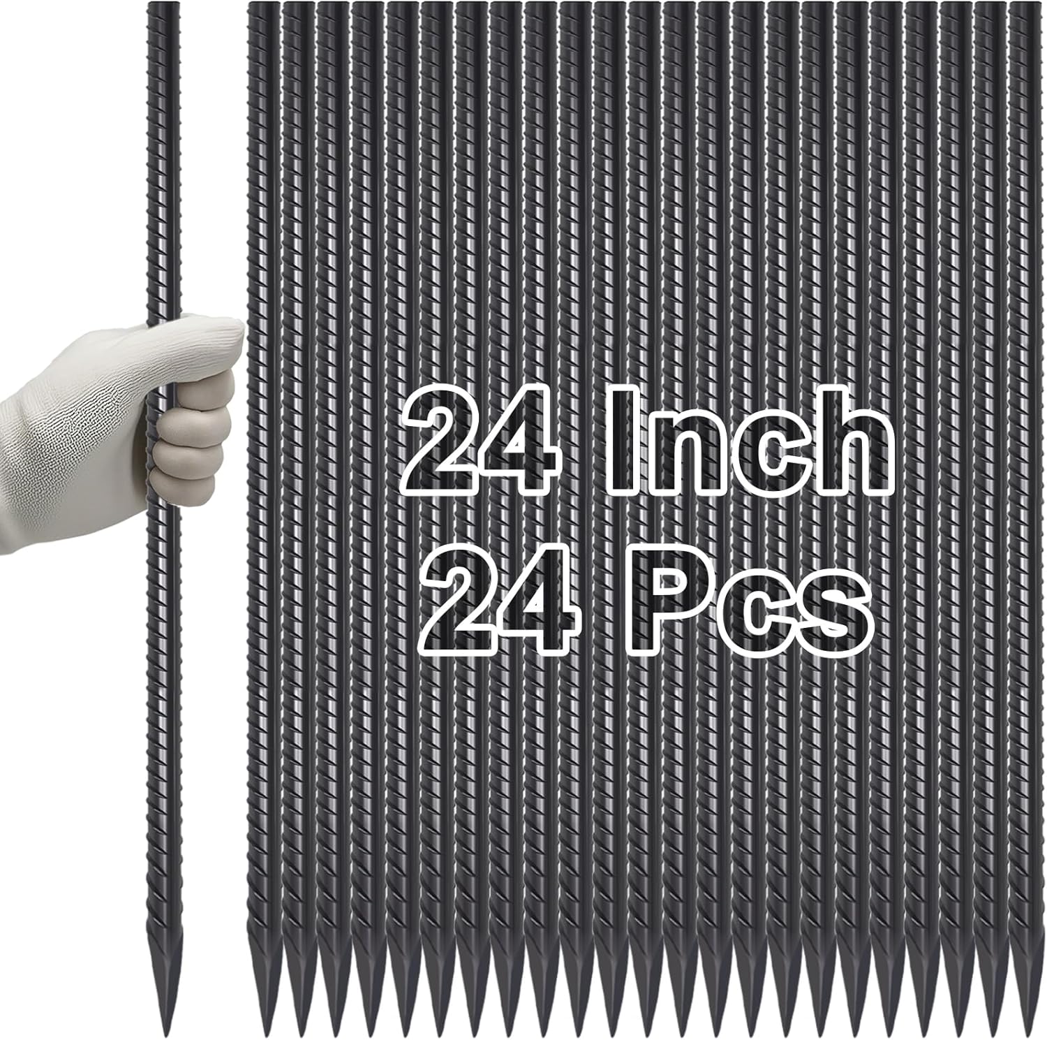 VVOKGO Rebar Stakes 24 Inch Heavy Duty Metal Ground Anchors