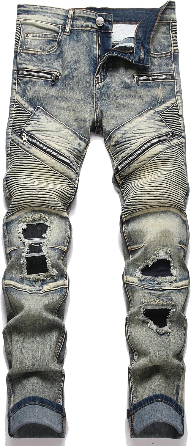 RXXKKK Men's Classic Zipper Biker Regular Fit Flex Jean Review