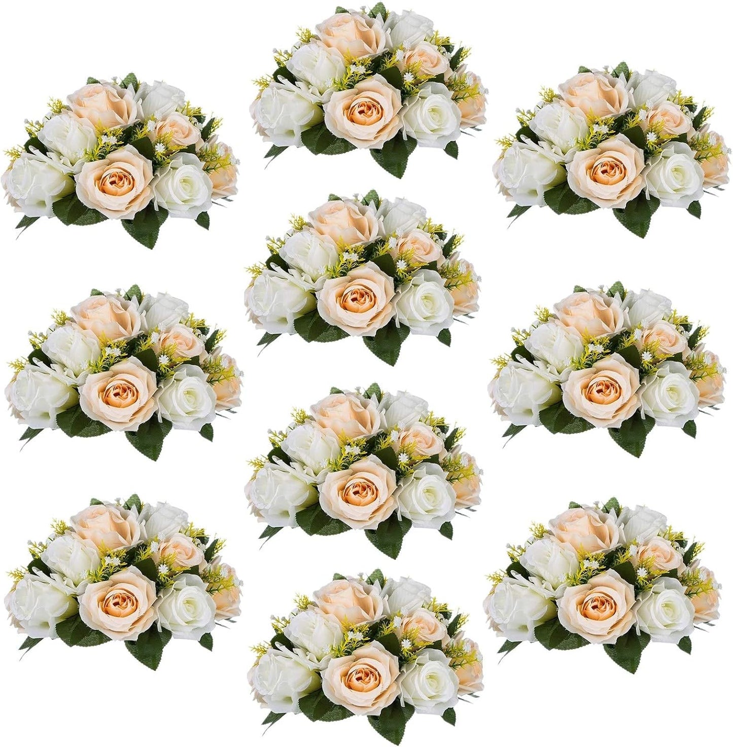 Sziqiqi Pack of 10 Fake Silk Rose Flowers for Events and Decor