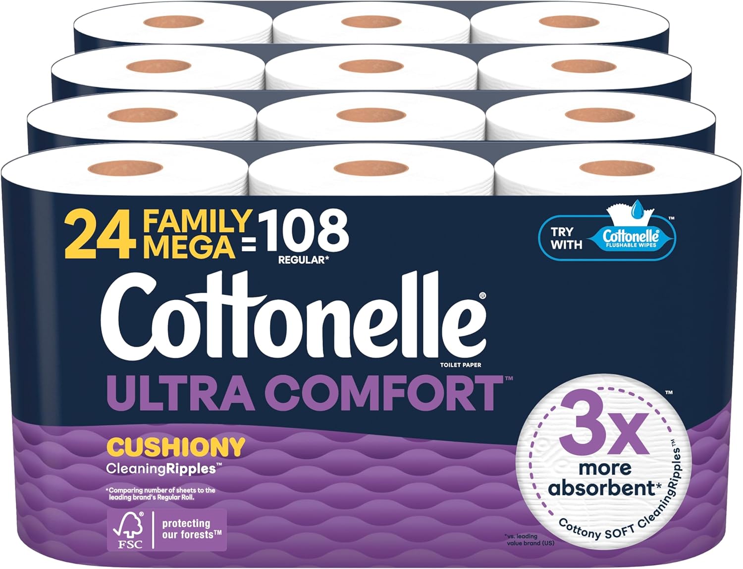 Cottonelle Ultra Comfort Toilet Paper with Cushiony CleaningRipples