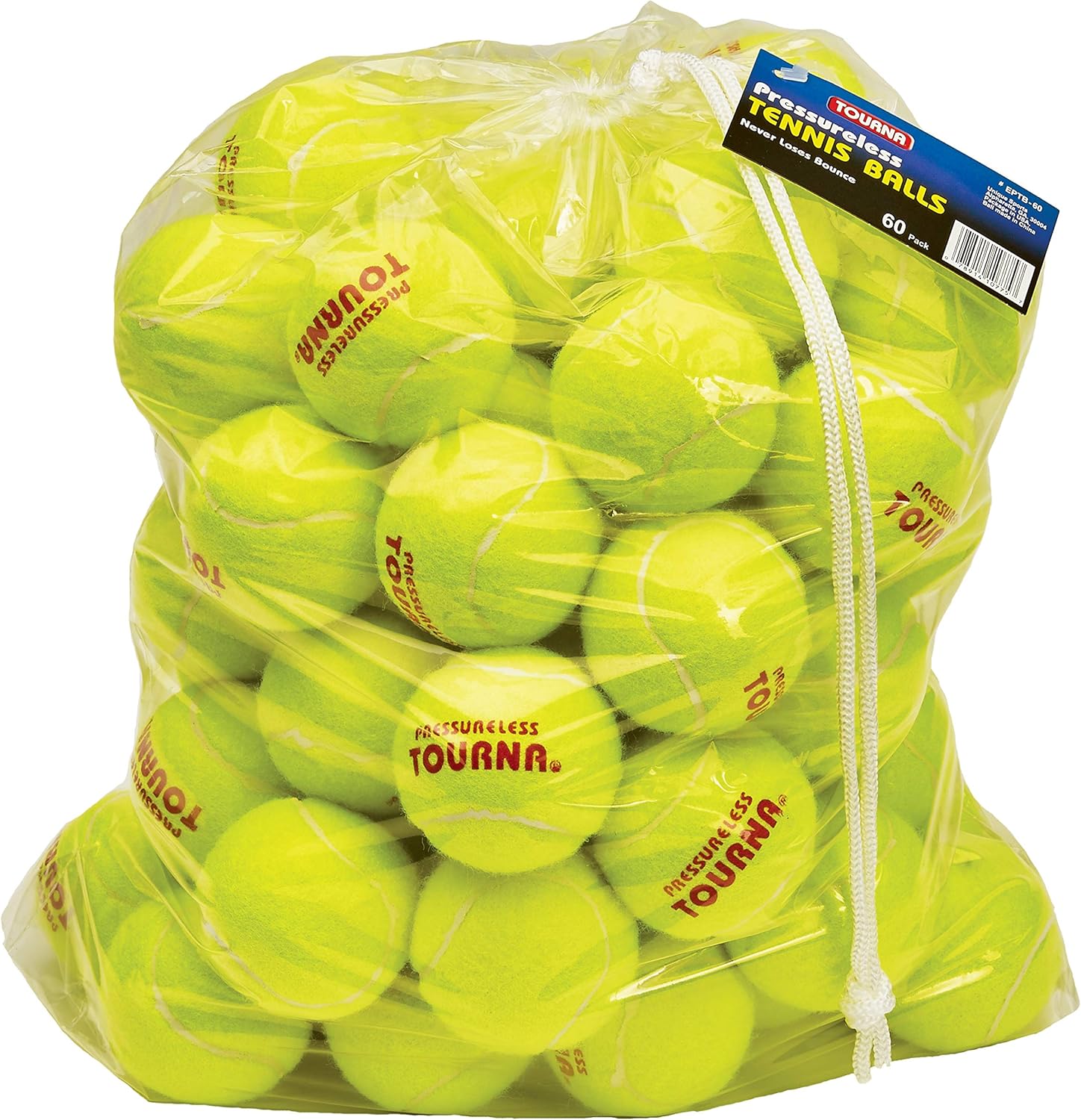 Tourna Pressureless Tennis Balls 60 Count for Endless Play