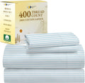 Full Size Cotton Sateen Sheet Set - 400 TC Cape Stripe - Cooling