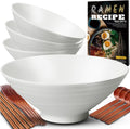 Set of Four 8-Inch Ceramic Bowls Perfect for Ramen and Soup