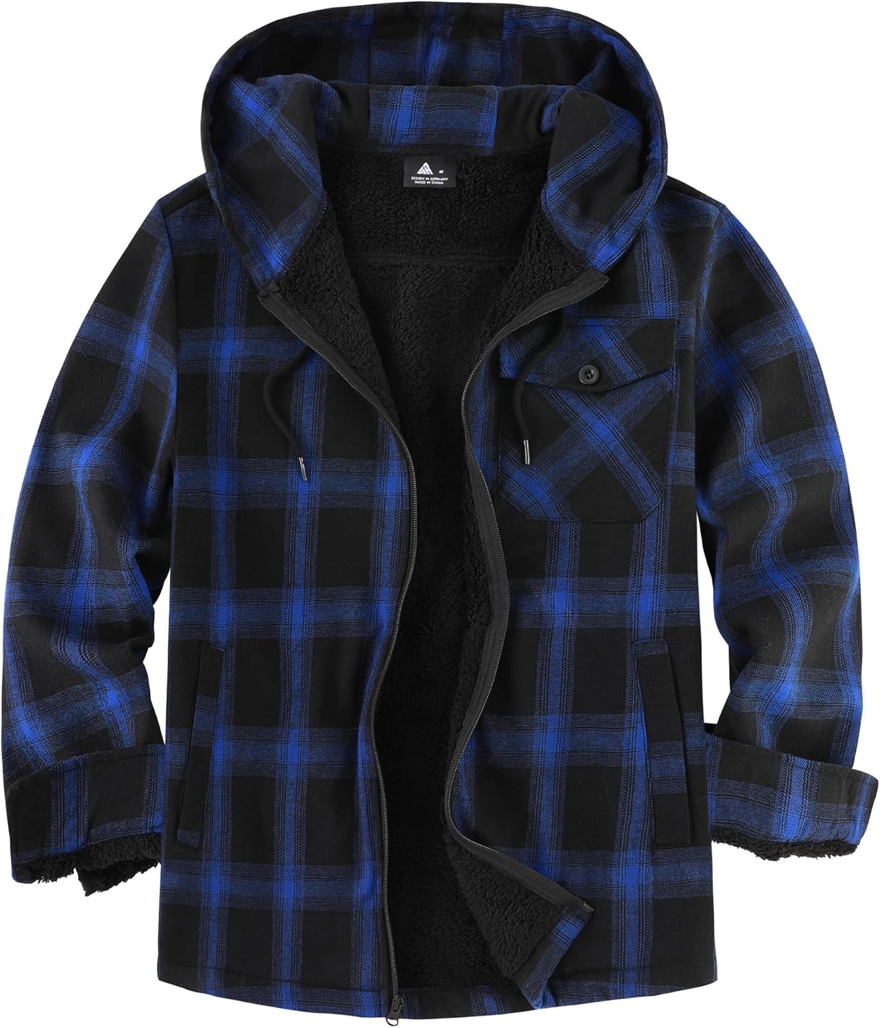 SCODI Men's Flannel Plaid Jacket Warm Sherpa Lined Fleece Hoodies