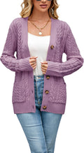 Womens Cable Knit Cardigan Sweaters 2025 - Chunky Button Front
