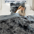 Faux Fur Electric Blanket Full Size 72in x 84in - Plush Heated Tie-Dye